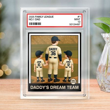Daddy's Dream Team - Family Personalized Custom Rectangle Shaped Acrylic Plaque - Father's Day, Gift For Dad, Sport Lovers, Sport Players